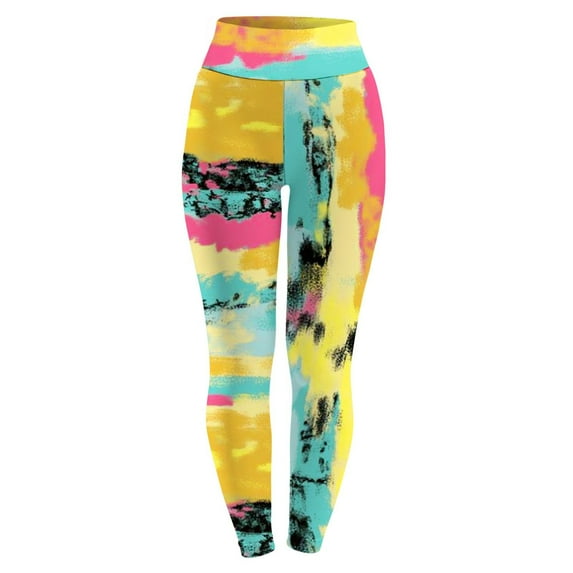 Fesfesfes Leggings for Women High Waist Stretchy Yoga Pants Skinny Stretchy Activity Pants Colorful Tie Dye Print Workout Trousers
