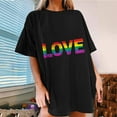 thumbnail image 1 of Fesfesfes Linen Tops for Women's Short Sleeve Valentine's Day Printed Casual Top Pullover T-shirt Girls Crop Top S(US:4), 1 of 7