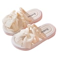 thumbnail image 1 of Fesfesfes Little Girls' Summer Bow Pearl Sandals,Thick Bottom Mid Heel Roman Sandals,Non Slip Flexible Casual Beach Shoes,Fashion Kids Open Toe Outdoor Daily Shoes, 1 of 3