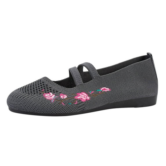 Fesfesfes Loafers Women Shoes Round Toe Lazy Flat Sole Lightweight Shoes Flying Woven Breathable All-season Work Shoes 36(5.5)
