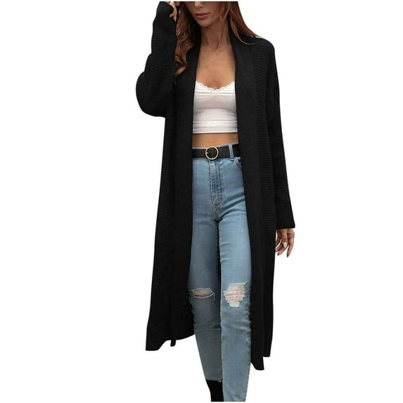 Fesfesfes Long Cardigan for Women Long Sleeves Solid Color Loose Tops Blouse Sweater Cardigan Clearance Under $10