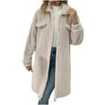 thumbnail image 1 of Fesfesfes Long Coats For Women Fashion Warm Faux Coat Jacket Winter Zipper Solid Long Sleeve Outerwear Fall Saving Sale, 1 of 4