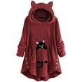 thumbnail image 1 of Fesfesfes Long Hoodie Dress Women Flannel Shirt Cute Pattern Winter Fleece Hooded Blanket Tunic Plush Tops For Teen Girls, 1 of 4