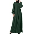 thumbnail image 1 of Fesfesfes Long Sleeve Dress Women Solid Color Robe Vintage Elegant Swing Kaftan Party Dress Under $10, 1 of 5
