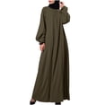 thumbnail image 1 of Fesfesfes Long Sleeve Dress Women Solid Color Robe Vintage Elegant Swing Kaftan Party Dress, 1 of 8