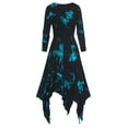 thumbnail image 1 of Fesfesfes Long Sleeve Dresses For Women Dress Plus Size Tie-Dye Print Lace-up Handkerchi Gothic Dress, 1 of 1
