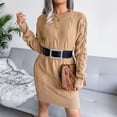 thumbnail image 1 of Fesfesfes Long Sleeve Dresses for Women Round Neck Bodycon Midi Dress Solid Color Knitting Pullover Dress, 1 of 7