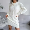 thumbnail image 1 of Fesfesfes Long Sleeve Dresses for Women Round Neck Bodycon Midi Dress Solid Color Knitting Pullover Dress, 1 of 8
