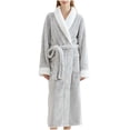 thumbnail image 1 of Fesfesfes Long Sleeve Flannel Bathrobe for Women and Men Cozy Fleece Robe with Pockets and Belt Soft Warm Plush Loungewear Home Wear Winter Nightgown Housecoat(Gray#3,M), 1 of 5