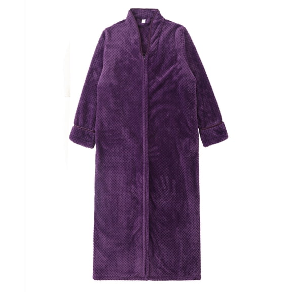 Fesfesfes Long Sleeve Flannel Bathrobe for Women and Men Cozy Fleece Robe with Pockets and Belt Soft Warm Plush Loungewear Home Wear Winter Nightgown Housecoat(Purple#4,M)