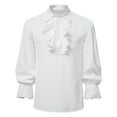 thumbnail image 1 of Fesfesfes Long Sleeve Shirt Men Casual Pullover Long Sleeve Stand Collar Ruffled Renaissance Shirt Steampunk Trumpet Sleeve Top On Sale, 1 of 9