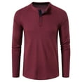 thumbnail image 1 of Fesfesfes Long Sleeve Shirt Men Long-Sleeve Beefy Muscle Basic Solid Pure Color Blouse Tee Shirt Top Clearance, 1 of 5