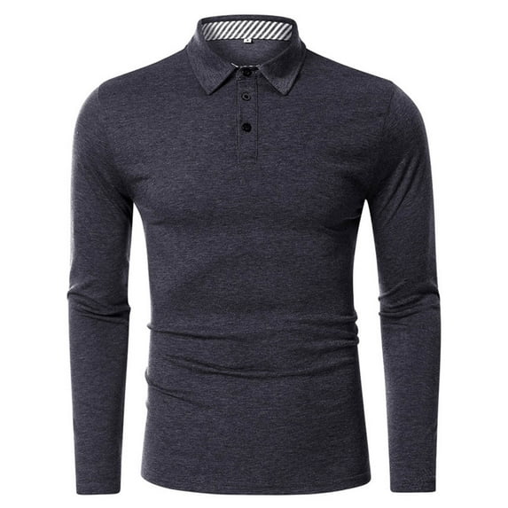 Fesfesfes Long Sleeve Shirt Men Long Sleeve Turndown Collar Solid Button Fall Casual Blouse Shirt On Sale