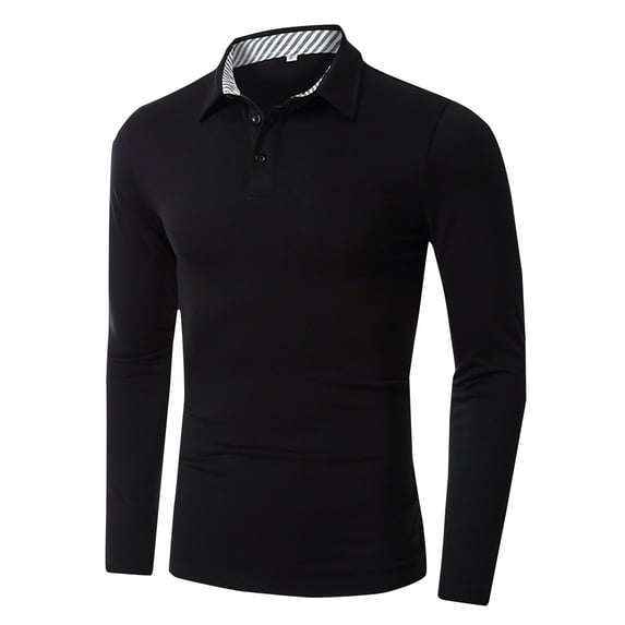 Fesfesfes Long Sleeve Shirt Men Long Sleeve Turndown Collar Solid Button Fall Casual Blouse Shirt On Sale