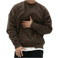thumbnail image 1 of Fesfesfes Long Sleeve Shirt Mens Casual Patchwork Round Neck Warm Pullover Sweatshirt Blouse Sale Items, 1 of 5