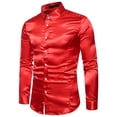 thumbnail image 1 of Fesfesfes Long Sleeve Shirt Mens High Quality Casual Glossy Long-Sleeved Lapel Shirt Clearance, 1 of 5