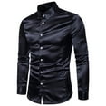 thumbnail image 1 of Fesfesfes Long Sleeve Shirt Mens High Quality Casual Glossy Long-Sleeved Lapel Shirt Sale Items, 1 of 5