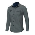 thumbnail image 1 of Fesfesfes Long Sleeve Shirt Mens Long-sleeved Cotton Denim Shirt Nostalgic Military Shirt, 1 of 7