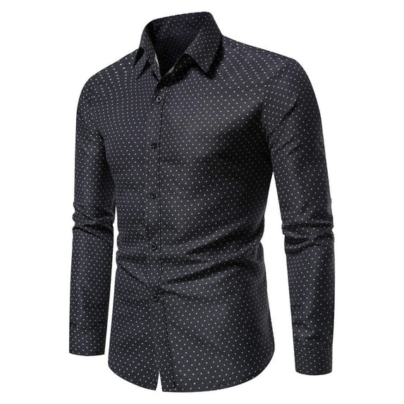 Fesfesfes Long Sleeve Shirt Mens Printed No Iron Loose Button Lapel Long Sleeved Shirt On Sale