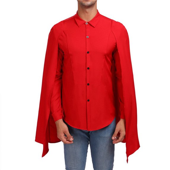 Fesfesfes Long Sleeve Shirt Mens Solid Color Lapel Cloak Clothing Long Sleeve Shirt Clearance Under $10