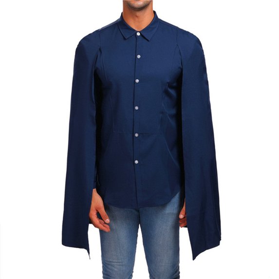 Fesfesfes Long Sleeve Shirt Mens Solid Color Lapel Cloak Clothing Long Sleeve Shirt Clearance Under $10