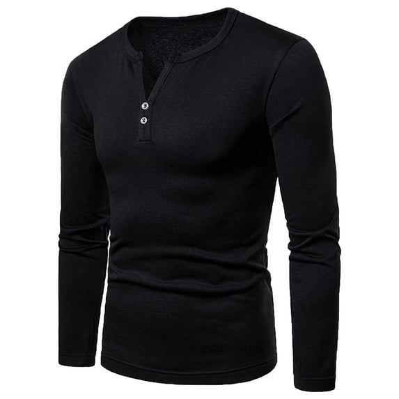 Fesfesfes Long Sleeve Shirt Mens Solid Color Slim Casual Pullover Long Sleeve Shirt Blouse
