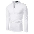 thumbnail image 1 of Fesfesfes Long Sleeve Shirt Mens Solid Deep V Stand Neck Long Sleeve Button T-shirt Casual Tops Blouse Clearance Under $10, 1 of 8