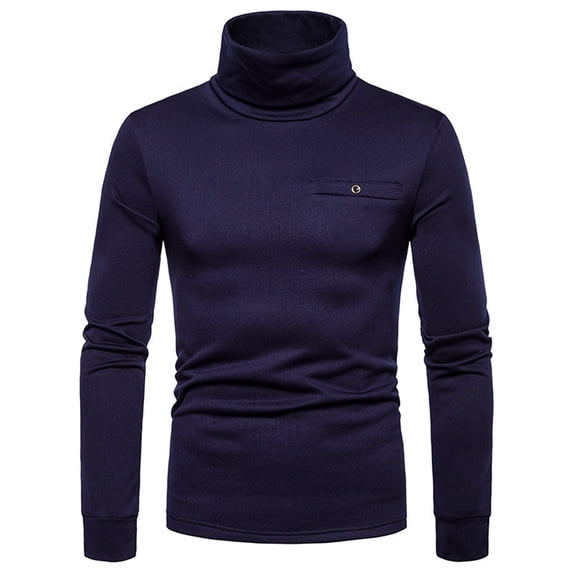 Fesfesfes Long Sleeve Shirt Mens Turtleneck Long Sleeve Solid Colour Stretch Slim Fit Bottoming Top Blouse Clearance Under $10