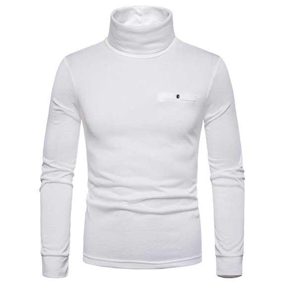 Fesfesfes Long Sleeve Shirt Mens Turtleneck Long Sleeve Solid Colour Stretch Slim Fit Bottoming Top Blouse Sale Clearance