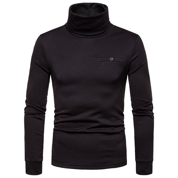 Fesfesfes Long Sleeve Shirt Mens Turtleneck Long Sleeve Solid Colour Stretch Slim Fit Bottoming Top Blouse Sale Items