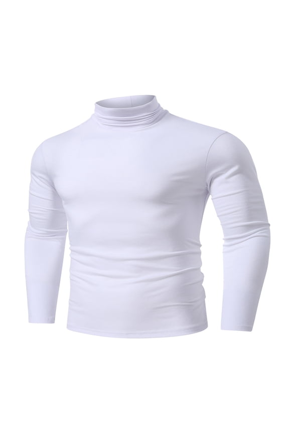 Long Sleeve Shirt Mens casual solid color high collar long sleeve slim fit T-shirt On Sale