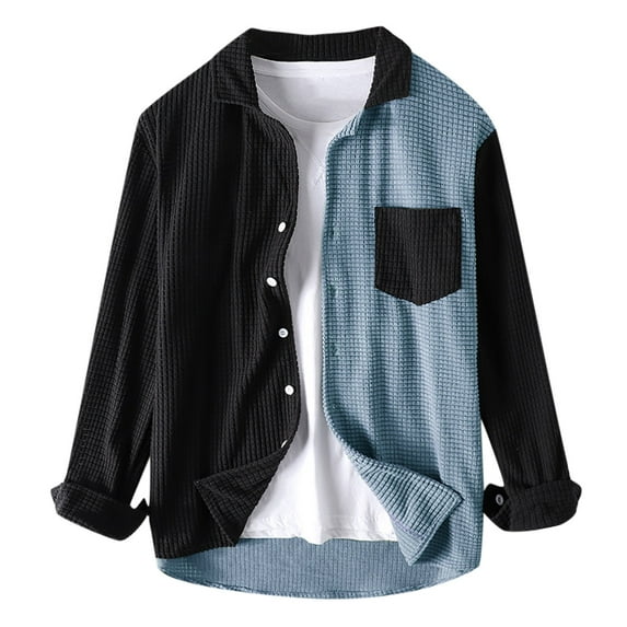 Fesfesfes Long Sleeve Shirt for Men Casual And Comfortable Long Sleeve Solid Color Single-breasted Shirt Top