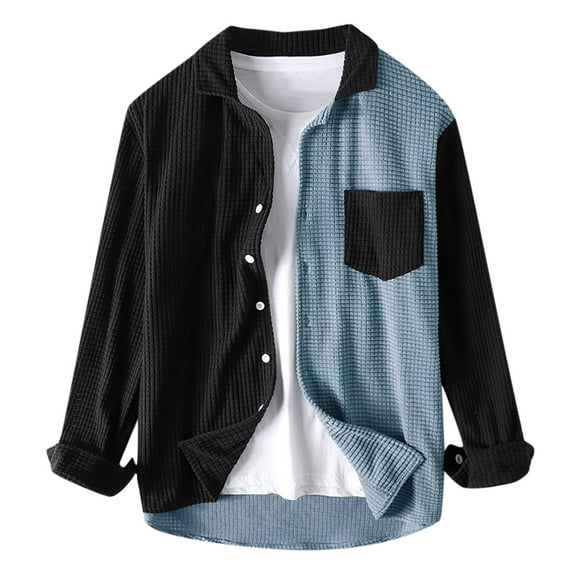 Fesfesfes Long Sleeve Shirt for Men Casual And Comfortable Long Sleeve Solid Color Single-breasted Shirt Top