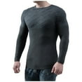 thumbnail image 1 of Fesfesfes Long Sleeve Shirt for Men Casual Solid Round Neck Pullover Long Sleeve Sweater Slim Fit Bottoming Knit Top On Sale, 1 of 6