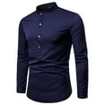 thumbnail image 1 of Fesfesfes Long Sleeve Shirt for Men Casual Solid Stand-up Collar Variable Sleeve Pullover Length Long Sleeve Shirt Blouse Sale on Clearance, 1 of 4