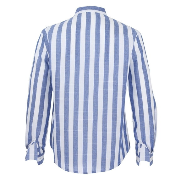 Fesfesfes Long Sleeve Shirt for Men Striped Lapel Casual Shirt