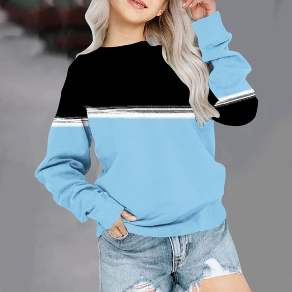 Fesfesfes Long Sleeve Shirts For 10-12 Girls Crewneck Oversized Sweatshirt Children Fashion Long Sleeve Pullover Tops 1-12 Years