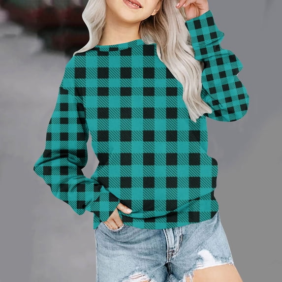 Fesfesfes Long Sleeve Shirts For Boys Girls Crewneck Oversized Sweatshirt Children Fashion Long Sleeve Pullover Tops 1-12 Years