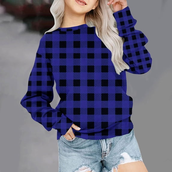 Fesfesfes Long Sleeve Shirts For Boys Girls Crewneck Oversized Sweatshirt Children Fashion Long Sleeve Pullover Tops 1-12 Years
