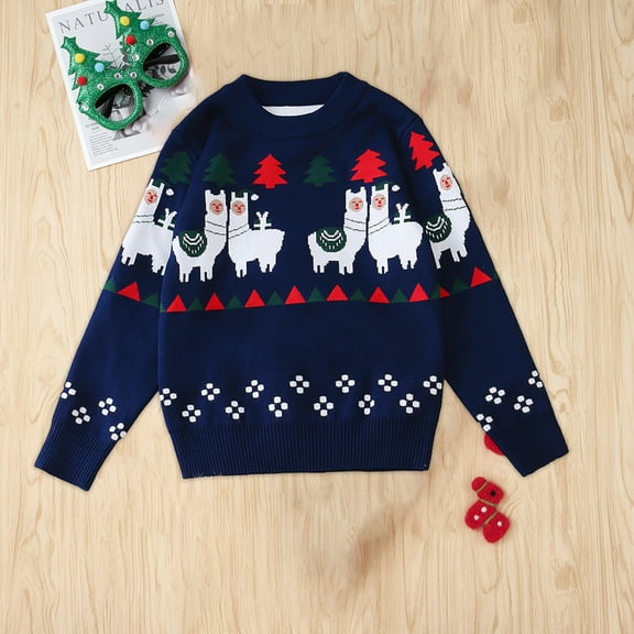 Fesfesfes Long Sleeve Sweater for Boys And Girls Knit Sweaters Children Pullover Sweater Chunky Crewneck Pullover Tops 2-10 Years