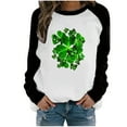 thumbnail image 1 of Fesfesfes Long Sleeve Tops for Women Raglan Patchwork St. Patrick's Day Heart Printed Round Neck Shirt Casual Tee Tops, 1 of 4