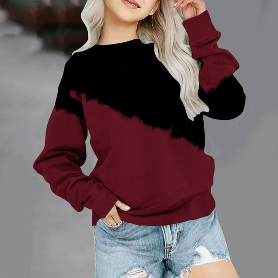 Fesfesfes Long Sleeve Tshirt Girls Crewneck Oversized Sweatshirt Children Fashion Long Sleeve Pullover Tops 1-12 Years