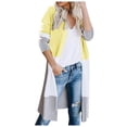 thumbnail image 1 of Fesfesfes Loose Cardigan Ladies Paneled Contrast Striped Pocket Cardigan Long Jacket, 1 of 7