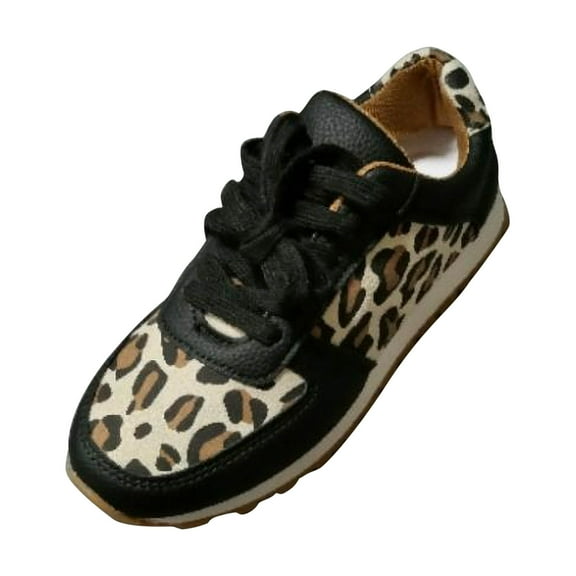 Fesfesfes Loose Flat Shoes Women's Casual Thick Sole Leopard Pattern Patchwork Casual Shoe US:9(42)