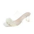 thumbnail image 1 of Fesfesfes Low Heel Sandals Women's Summer Pleated Sandals With Low Heel Square Toe 8.5(41), 1 of 5