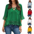 thumbnail image 1 of Fesfesfes Mama Tshirt Women's Short Sleeves Casual Tops V- Neck Solid Color Blouse T-shirt Womens Fashion M(US:6), 1 of 9