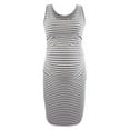 thumbnail image 1 of Fesfesfes Maternity Dress for Women Round Neck Sleeveless Dress Casual Stretchy Pleated Pencil Dress Striped Print Knee Length Dress for Pregnant Women, 1 of 4