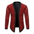 thumbnail image 1 of Fesfesfes Men Cardigan Casual Solid Long Sleeve Shirt Sequin Tops Dance Dress Cardigan Jacket, 1 of 5