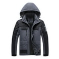 thumbnail image 1 of Fesfesfes Men Casual Patchwork Thicken Jacket Hooded Zipper Windproof Waterproof Winter Mountaineering Jacket Coats, 1 of 2