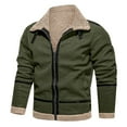 thumbnail image 1 of Fesfesfes Men Casual Plush Jacket Keep Warm Thicken Long Sleeve Shirt Turndown Jacket Zipper Patchwork Coats On Sale, 1 of 5